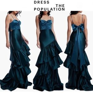 dress the population delani gown DRESS THE POPULATION 'DELANI' SEQUIN CREPE BLACK GOWN Maxi DRESS sz Small